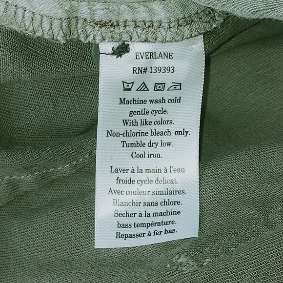 Everlane Organic Cotton Wide Leg Pant Size 2 Green Comfort Utility Straight Leg - Picture 10 of 11